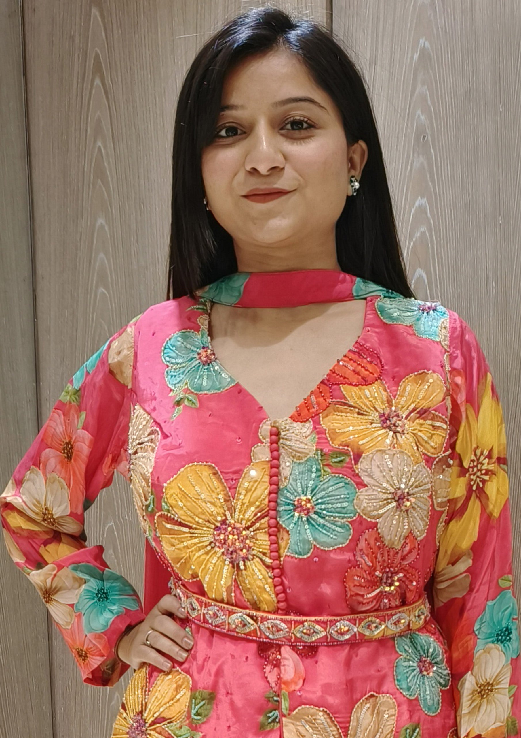 Gajari Color Chinnon Printed Palazzo Suit